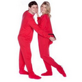 Unisex Jersey Knit Footed Pajamas w/ Snap Closure (Red)